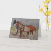 Paarden scharen bij stromende Waterverf Kaart (Gele Bloem)