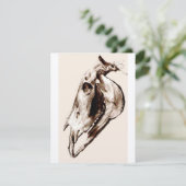 Paarden schedel vintage stijl feestdagenkaart (Staand voorkant)