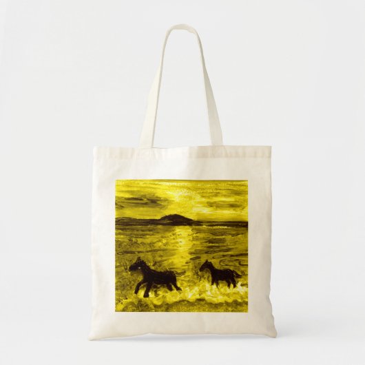 Paarden Seashore Seaside Sunset Tote Bag (Voorkant)