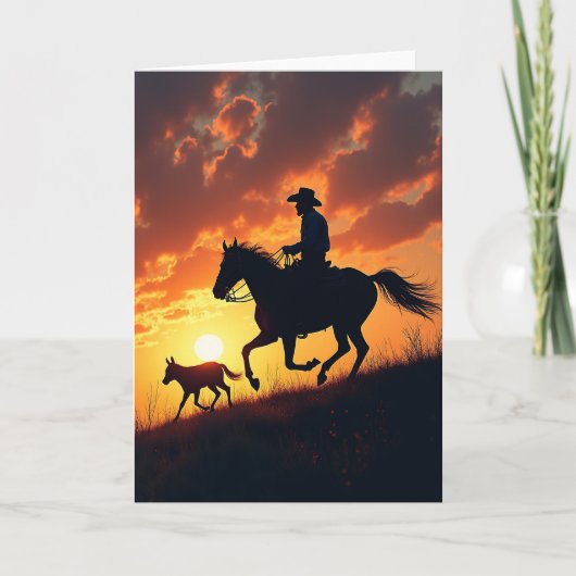 Paarden Silhouet Vaderdag Kaart (Voorkant)