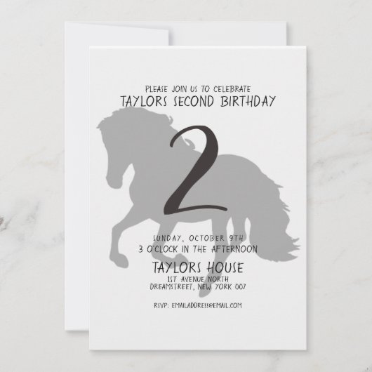 Paarden Silhouette Farm Animals 2ND Birthday Party Kaart (Voorkant)