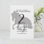 Paarden Silhouette Farm Animals 2ND Birthday Party Kaart (Staand voorkant)