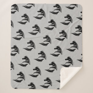 Paarden Silhouette Logo Paarden Grafische kunst Sherpa Deken