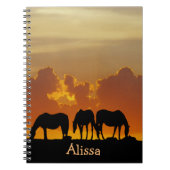 Paarden Silhouette tegen zonslandschap Notitieboek (Voorkant)