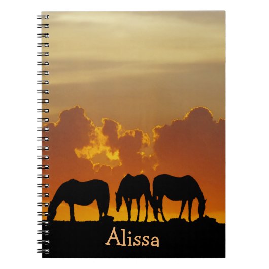 Paarden Silhouette tegen zonslandschap Notitieboek (Voorkant)