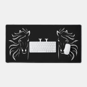 Paarden Silhouetten & Monogram op Zwart Bureaumat (Keyboard & Muis)