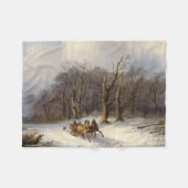 Paarden Sleigh Ride Forest Winter Fleece Blanket (Voorkant (Horizontaal))