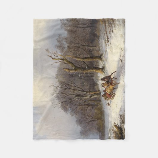 Paarden Sleigh Ride Forest Winter Fleece Blanket (Voorkant)