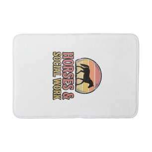 Paarden & Sociaal Werk Retro Zonsondergang Vector Badmat