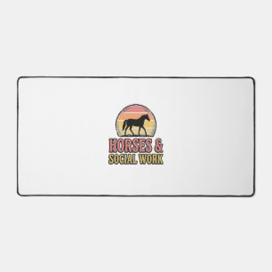 Paarden & Sociaal Werk Retro Zonsondergang Vector Bureaumat