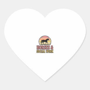 Paarden & Sociaal Werk Retro Zonsondergang Vector  Hart Sticker