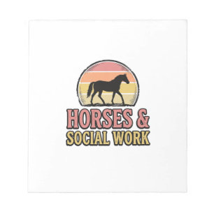 Paarden & Sociaal Werk Retro Zonsondergang Vector  Notitieblok
