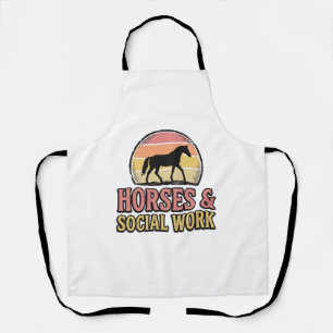 Paarden & Sociaal Werk Retro Zonsondergang Vector  Schort