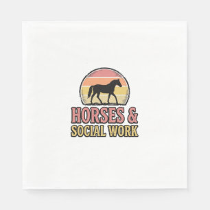 Paarden & Sociaal Werk Retro Zonsondergang Vector  Servet