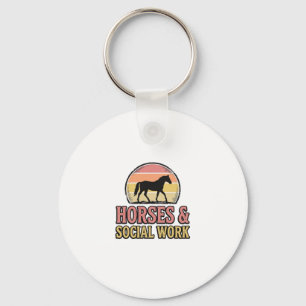 Paarden & Sociaal Werk Retro Zonsondergang Vector  Sleutelhanger