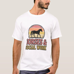 Paarden & Sociaal Werk Retro Zonsondergang Vector T-shirt