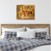 Paarden Spelen met Herding Dogs Canvas Afdruk (Insitu (Slaapkamer))
