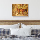Paarden Spelen met Herding Dogs Canvas Afdruk (Insitu (Slaapkamer))
