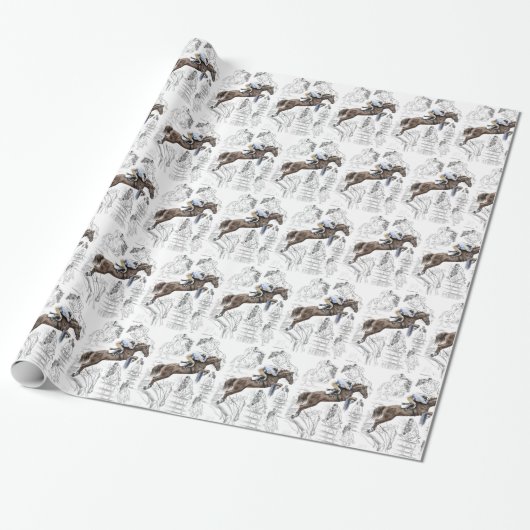Paarden springen over hekken Montage Cadeaupapier (Uitgerold)