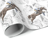 Paarden springen over hekken Montage Cadeaupapier (Rol Hoek)