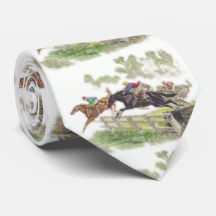 Paarden Steeplechase Jumping Print stropdas