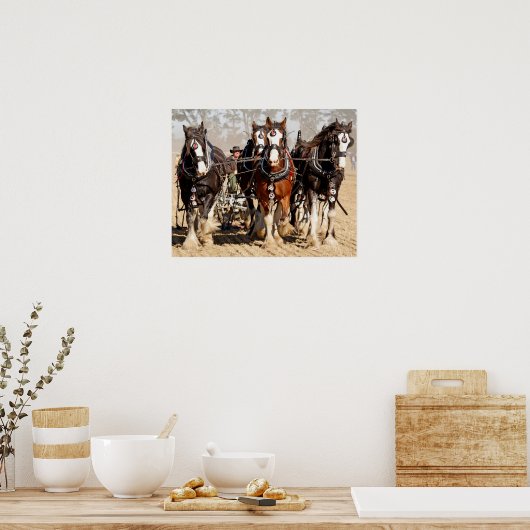 Paarden stromend veld poster (Keuken)