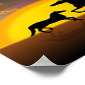 paarden tegen zonsondergang poster (Hoek)