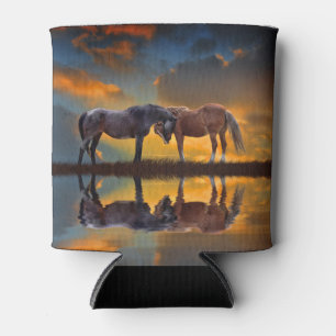 Paarden uit het Zuidwesten in zonsondergang water Blikjeskoeler