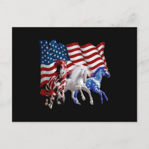 Paarden van Amerikaanse vlag Feestdagenkaart