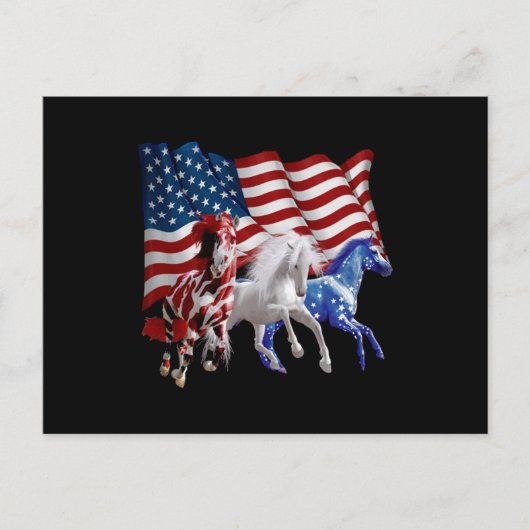 Paarden van Amerikaanse vlag Feestdagenkaart (Voorkant)