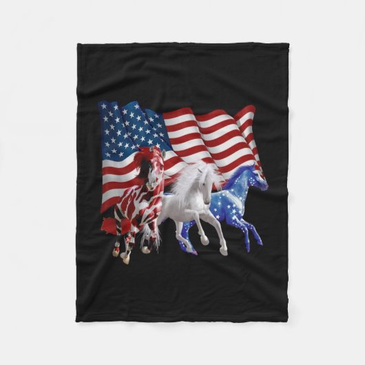 Paarden van Amerikaanse vlag Fleece Deken (Voorkant)