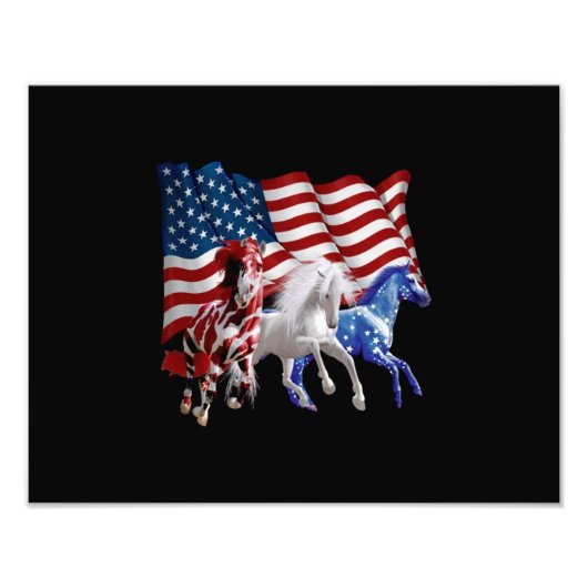 Paarden van Amerikaanse vlag Foto Afdruk (Voorkant)