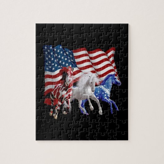 Paarden van Amerikaanse vlag Legpuzzel (Verticaal)