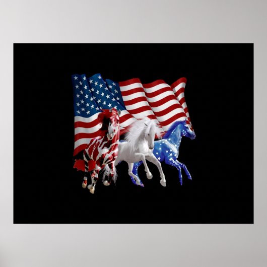 Paarden van Amerikaanse vlag Poster (Voorkant)