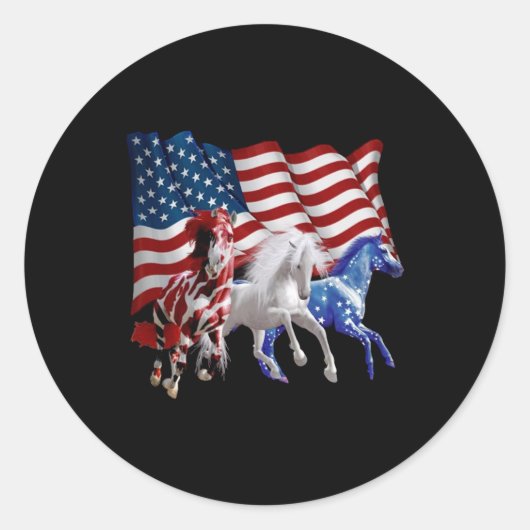 Paarden van Amerikaanse vlag Ronde Sticker (Voorkant)