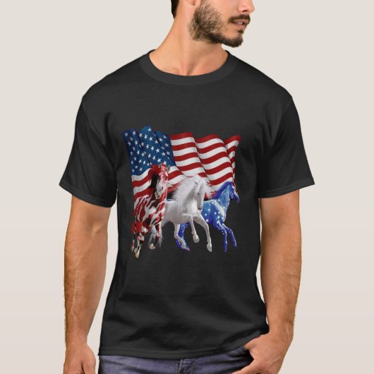 Paarden van Amerikaanse vlag T-shirt (Voorkant)