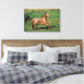 Paarden van Appaloosa die in Grassy Field lopen Canvas Afdruk (Insitu (Slaapkamer))