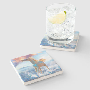 Paarden van Arabië "HORSES OF STELLAR ISLAND" Stenen Onderzetter