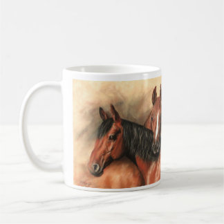 Paarden van baai en kastanje koffiemok