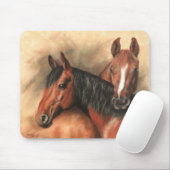 Paarden van baai en kastanje muismat (Met muis)