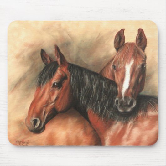 Paarden van baai en kastanje muismat (Voorkant)