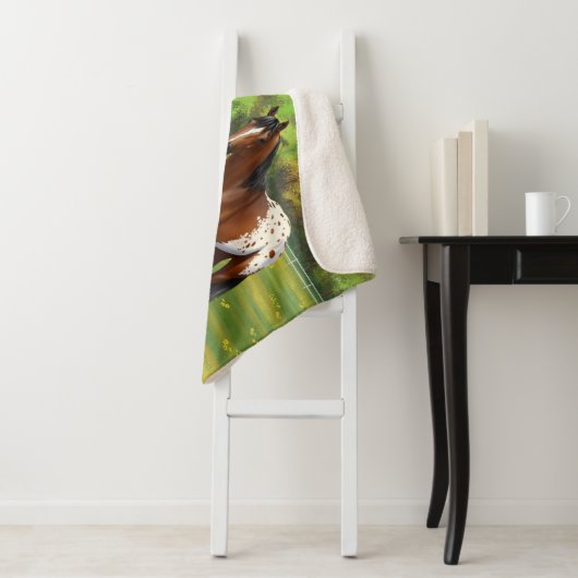 Paarden van de bruine baai Appaloosa in de zomerpe Sherpa Deken (In situ)