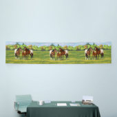 Paarden van de bruine baai Appaloosa in de zomerpe Spandoek (Beurs)