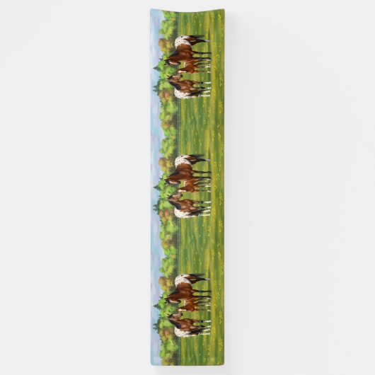 Paarden van de bruine baai Appaloosa in de zomerpe Spandoek (Verticaal)