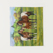 Paarden van de bruine baai Appaloosa in de zomerpe Wandkleed (Voorkant)