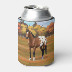 Paarden van de bruine baai van Appaloosa in het na Blikjeskoeler