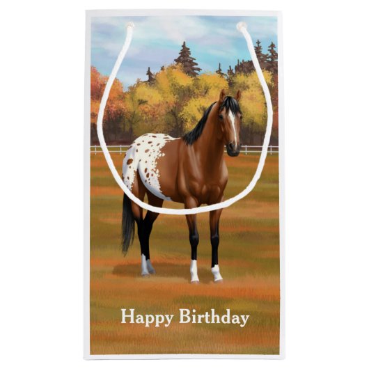 Paarden van de bruine baai van Appaloosa in het na Klein Cadeauzakje (Achterkant)