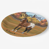 Paarden van de bruine baai van Appaloosa in het na Papieren Bordje (Gekanteld)