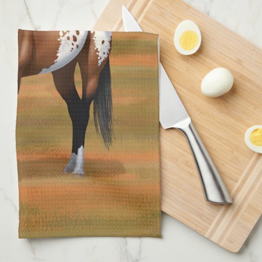 Paarden van de bruine baai van Appaloosa in het na Theedoek (Quarter Fold)