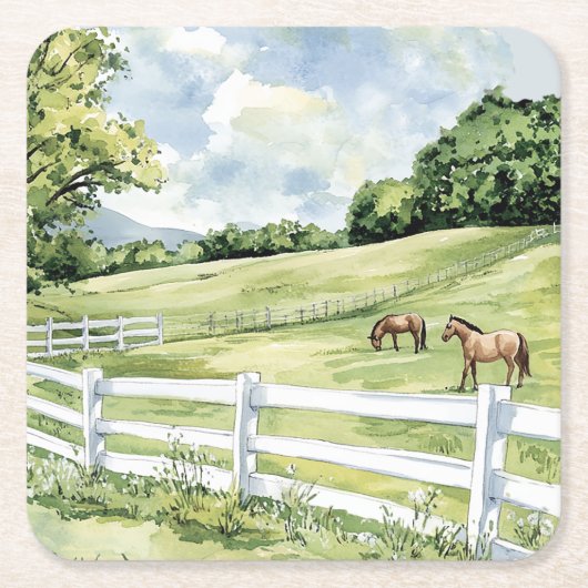 Paarden van de Green Pastures Ranch Kartonnen Onderzetters (Voorkant)